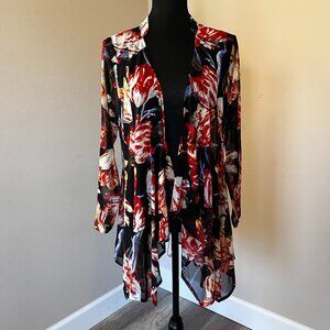 Avenue Light Weight Cardigan Jacket - Black Floral - Size 14/16 Plus